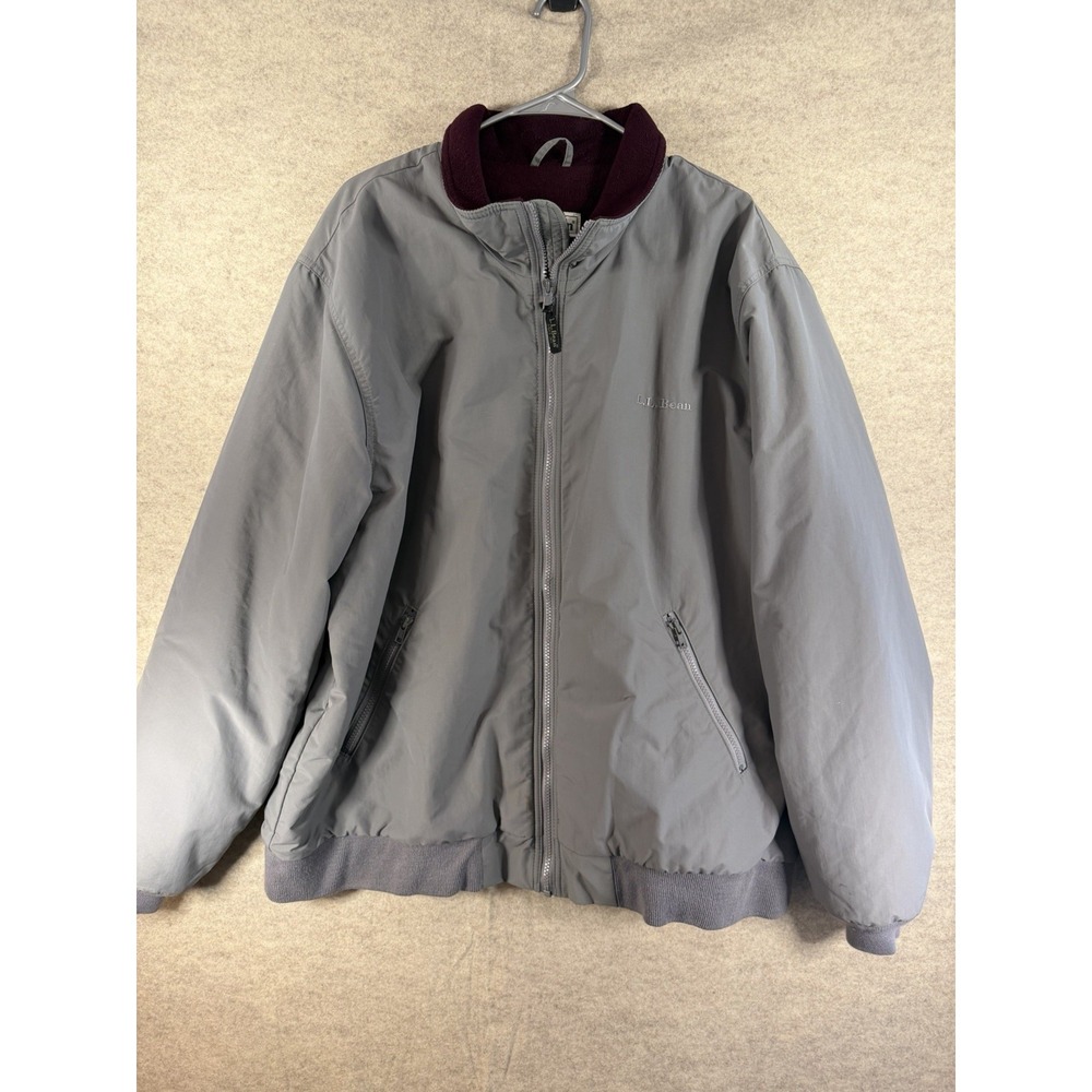 L.L. Bean Gray-Maroon Fleece Lined Men's Warm-Up Jacket, XL